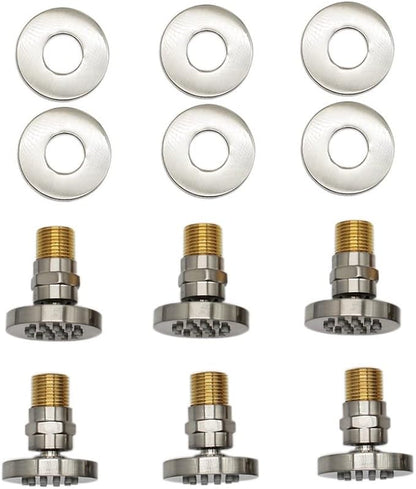 HOMEDEC 6pcs Round Brass Shower Body Spray Massage Jets Spa-like Bathroom Showerhead,Brushed Nickel