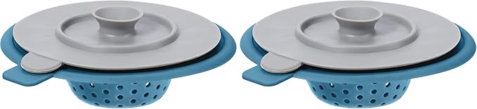 OGGI Silicone Sink Strainer & Stopper Set- Great Kitchen Sink Strainer, Silicone Drain Stopper, Sink Drain Strainer, Sink Plug 4.6˝ Diameter Rim, Turquoise (Pack of 2)