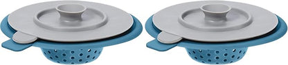 OGGI Silicone Sink Strainer & Stopper Set- Great Kitchen Sink Strainer, Silicone Drain Stopper, Sink Drain Strainer, Sink Plug 4.6˝ Diameter Rim, Turquoise (Pack of 2)