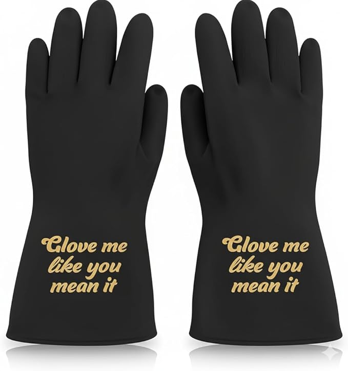 We Glove It™ Chic Black Dishwashing Gloves – Stylish, Reusable & Fun Gift with Flirty Sayings for Kitchen Cleaning