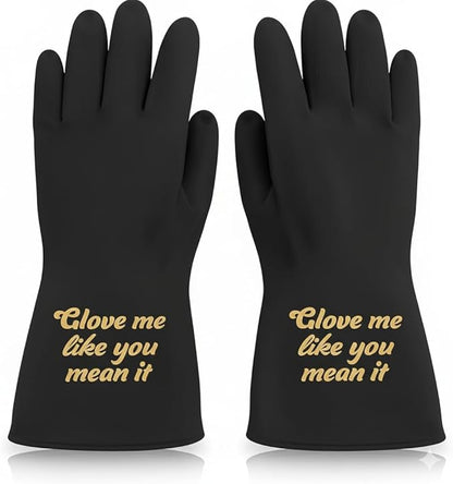 We Glove It™ Chic Black Dishwashing Gloves – Stylish, Reusable & Fun Gift with Flirty Sayings for Kitchen Cleaning