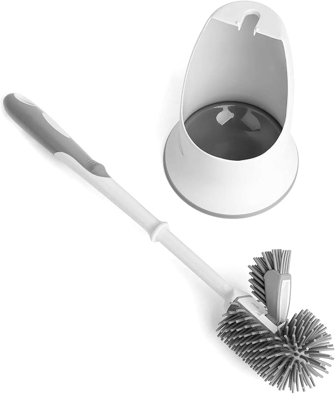 KeFanta Toilet Brush and Holder 2PACKS,Silicon Toilet Bowl Cleaning Brush Set,Under Rim Lip Brush and Storage Caddy for Bathroom