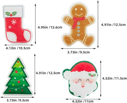 4pcs Cute Christmas Dishwashing Sponges Reusable Kitchen Scrubbers for Cleaning Thickened Design for Sturdy Use Kitchen and Bathroom Cleaning