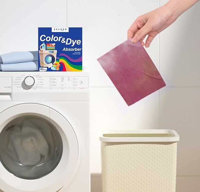 Xcleen Color Absorber Laundry Sheets 80 Count, Dye Catcher to Prevent Clothes from Smearing, Fragrance Free Color Trapping Sheets for Home School or Apartment