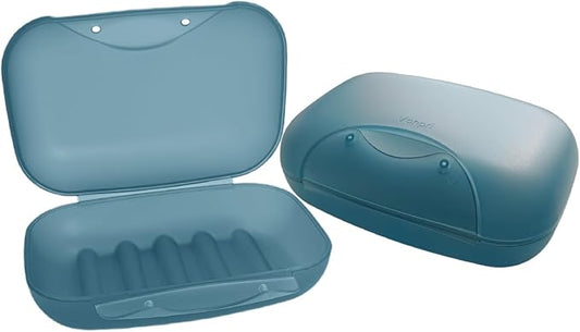 Travel Soap Holder Bar Soap Dish Shower Soap Saver Case Container Box for Bathroom Camping Gym Vonpri (Dark Blue, Without Bag)