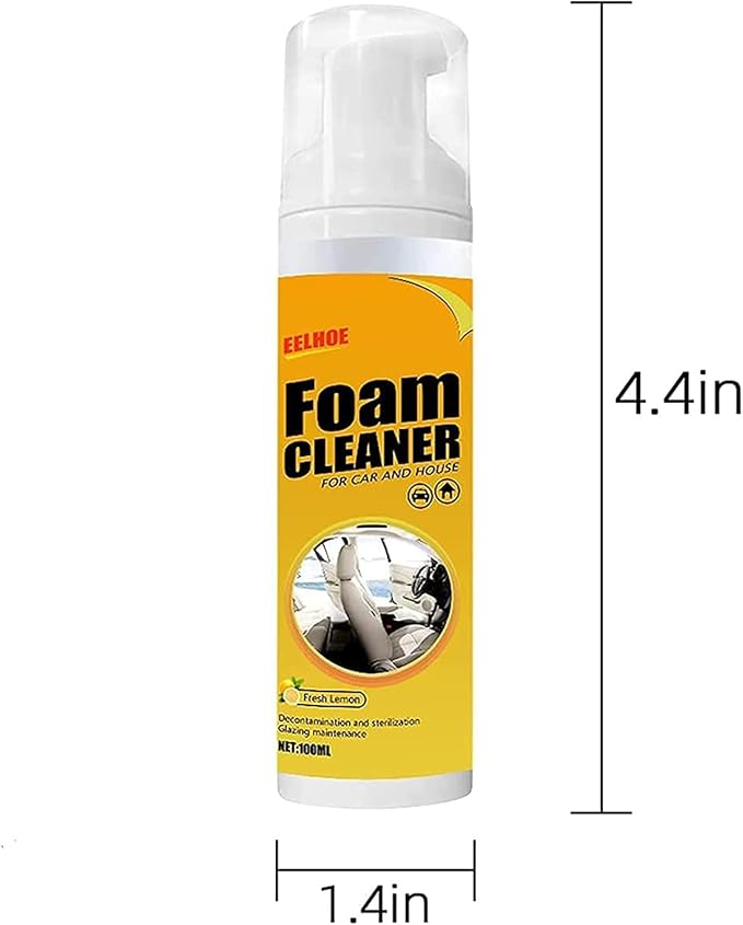 Multipurpose Foam Cleaner Spray,Foam Cleaner for car and House Lemon Flavor,Rinse Free Stain Removal Kitchen Grease Cleaner,for Car Interior,Kitchen,Bathroom,Car House (1pcs)