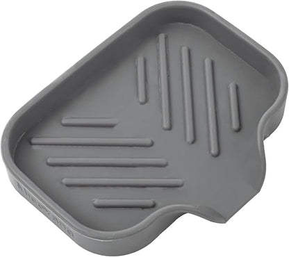 MicoYang Silicone Bathroom Soap Dishes with Drain Spout-Bathroom and Kitchen Sink Organizer,Sponge Holder,Dish Soap Tray,Perfect for Dispenser,Scrubber,Bottle,Cup on Sink or Counter-Grey 4.9"×3.2"