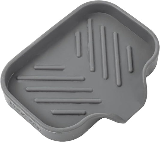MicoYang Silicone Bathroom Soap Dishes with Drain Spout-Bathroom and Kitchen Sink Organizer,Sponge Holder,Dish Soap Tray,Perfect for Dispenser,Scrubber,Bottle,Cup on Sink or Counter-Grey 4.9"×3.2"