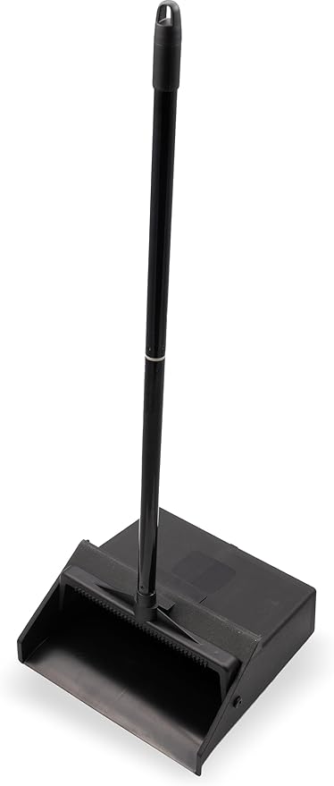 SPARTA Plastic Dust Pan, Upright Pan With 2 Piece Handle For Cleaning, 11 X 12 X 3.5 Inches, Black