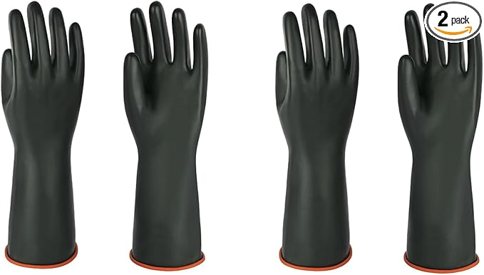 Heavy-Duty Latex Chemical Resistant Gloves - Reusable Long Rubber Dishwashing Gloves with Forearm Protection for Men - Waterproof, Industrial Safety Gear, Acid & Alkali Resistant, Oil-Proof,14“，2 Pair