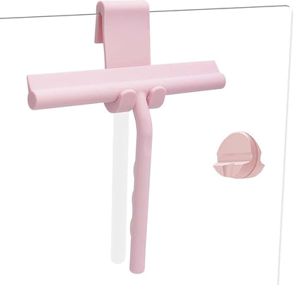Silicone Shower Squeegee for Glass Doors Window Squeegee for Walls, Sink, Mirror, Bathroom, Car Window Cleaning - Pink