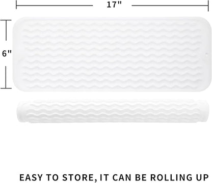MicoYang Silicone Dish Drying Mat for Multiple Usage,Easy clean,Eco-friendly,Heat-resistant Silicone Mat for Kitchen Counter,Sink,Bar,Bottle,or Cup Translucent M 17 inches x 6 inches