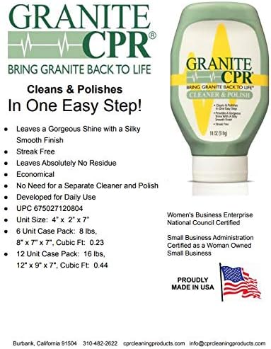 Granite CPR (Value 2-Pack of 18oz Bottles) – 2-in-1 Cleaner & Polish is Gentle Enough for Daily Use & Tough Enough to Restore Granite, Marble, & Stone to Its Original Luster