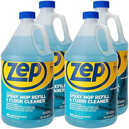 Zep Spray Mop Refill and Floor Cleaner - 1 Gallon (Case of 4) ZUMSF128 - Professional Grade Versatile Multi Surface Fresh Scent Floor Cleaner and Deodorizer