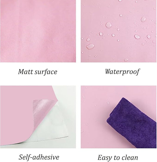 118"x17.7" Pink Peel and Stick Wallpaper Solid Color Contact Paper Self-Adhesive Removable Wallpaper for Wall Covering Cabinet Countertop Vinyl Roll