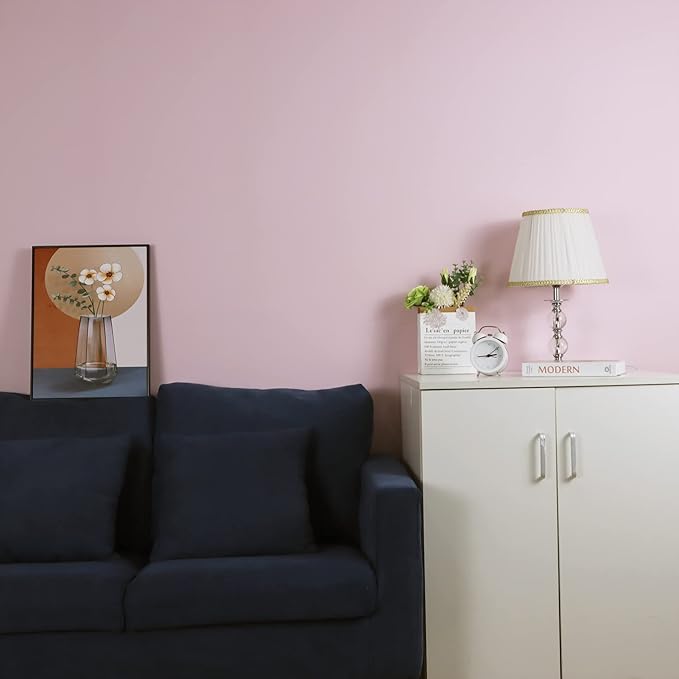 HeloHo Solid Light Pink Wallpaper Matte Textured Peel and Stick Wallpaper 118"X15.7" Modern Self Adhesive Removable Wall Paper Waterproof Contact Paper for Living Room Bedroom Decor