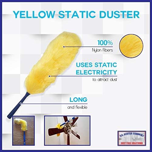 High Ceiling Cobweb Duster and Pole | Ceiling Fan Cleaner Extendable Duster | Nylon Telescoping Long Handle Extension Duster For Cleaning Spider Webs | Lightweight, 3-Stage Aluminum Pole