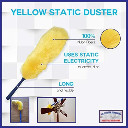 High Ceiling Cobweb Duster and Pole | Ceiling Fan Cleaner Extendable Duster | Nylon Telescoping Long Handle Extension Duster For Cleaning Spider Webs | Lightweight, 3-Stage Aluminum Pole