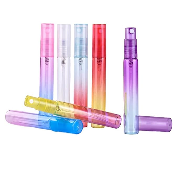 Mini Perfume Spray Bottles Colorful Glass Bottles Refillable Empty Fine Mist Sprayer Bottles Refillable Container Perfume Atomizer for Cleaning Essential Oils Liquid 6 Pieces Ombre Colors (8ml)