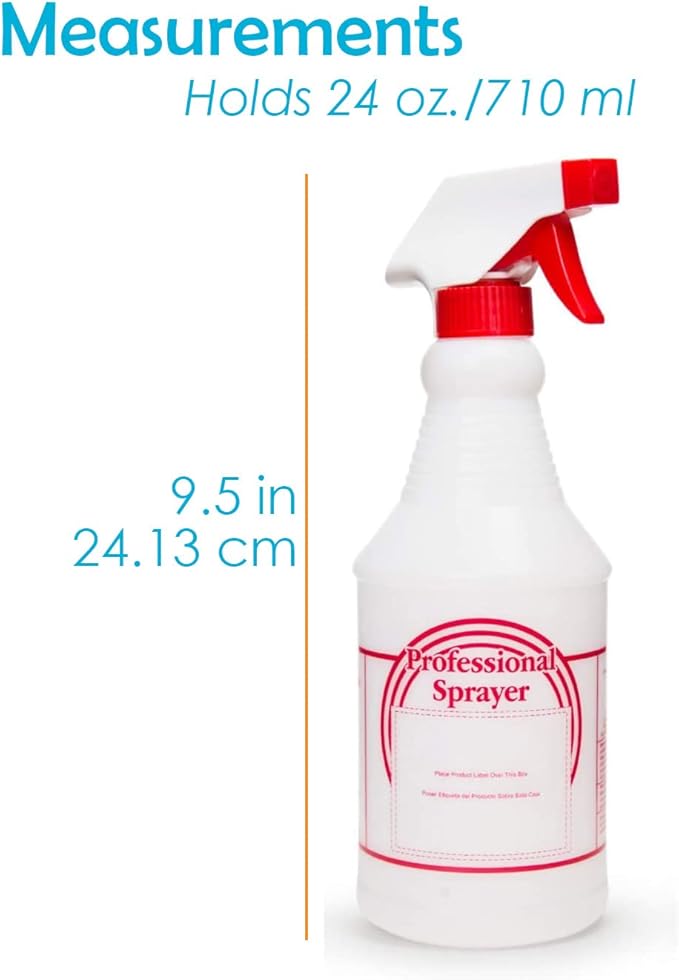 Houseables Spray Bottles, Empty Sprayer Bottle, Heavy Duty Cleaning Nozzle, 24oz, 3 Pack, Plastic, Industrial, Professional, Refillable, for Water, Alcohol, Bleach, Detailing, All-Purpose Cleaner