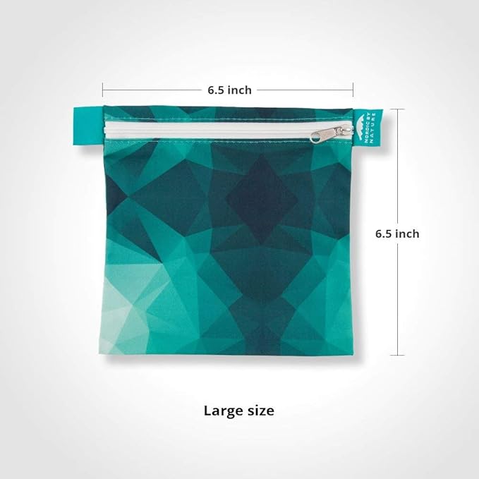 Nordic By Nature 4 Pack - Reusable Sandwich Bags Dishwasher Safe BPA Free - Durable Washable Quick Dry Cloth Baggies -Reusable Snack Bags School Lunches - Easy Open Zipper - (Turquoise)