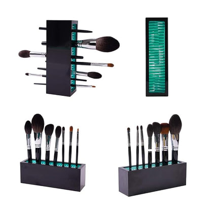 JAMEND CLXP Makeup Brushes Holder Organizer, Silicone Vanity Air Drying Rack Display Storage for Brush, Eyeliners and More, Practical Cosmetic Tools Container (Red-Black)