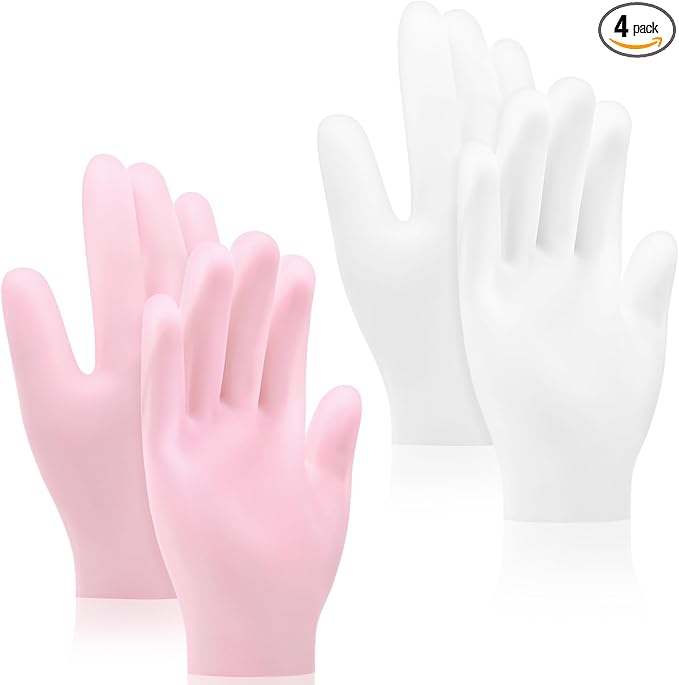 Sibba 2 Pairs Silicone Moisturizing Gloves Spa Gel Hydrating Gloves Women's Hand Care Gloves, Anti Slip Aloe Lotion Gloves for Repairing Dry Hand, Calluses, Cracked Heels and Softening Rough Skin