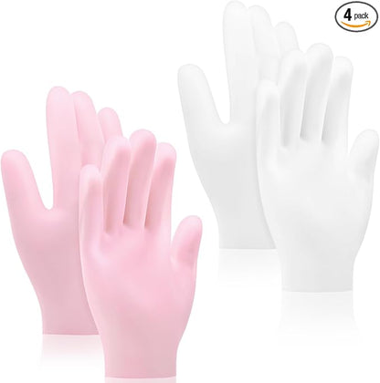 Sibba 2 Pairs Silicone Moisturizing Gloves Spa Gel Hydrating Gloves Women's Hand Care Gloves, Anti Slip Aloe Lotion Gloves for Repairing Dry Hand, Calluses, Cracked Heels and Softening Rough Skin