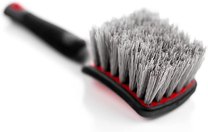 Detail Factory - ProGrip Tire Brush - Ergonomic ProGrip Handle, Stiff Synthetic Bristles, Ergonomic Design, Clean Your Tires with Ease - Red