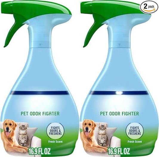 (Pack of 2)~ Pet Odor Fighter Air Freshener Fabric Spray, Fresh Scent, (16.9 oz x 2 = Total 33.8 oz)
