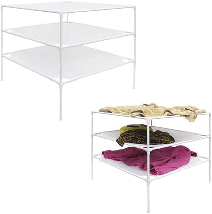 6 Layer Sweater Drying Rack Mesh Foldable,Stackable,White