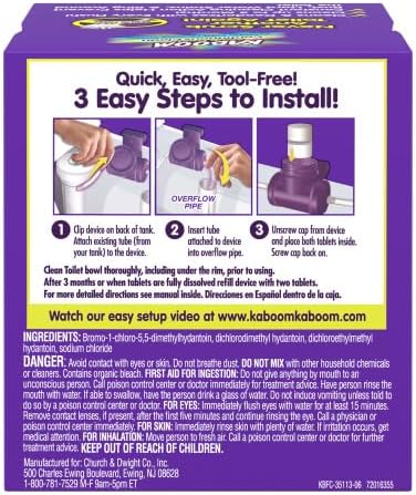 Kaboom Scrub Free! Continuous Clean Refillable Toilet Cleaning System, 1 Device with 1 Pouch