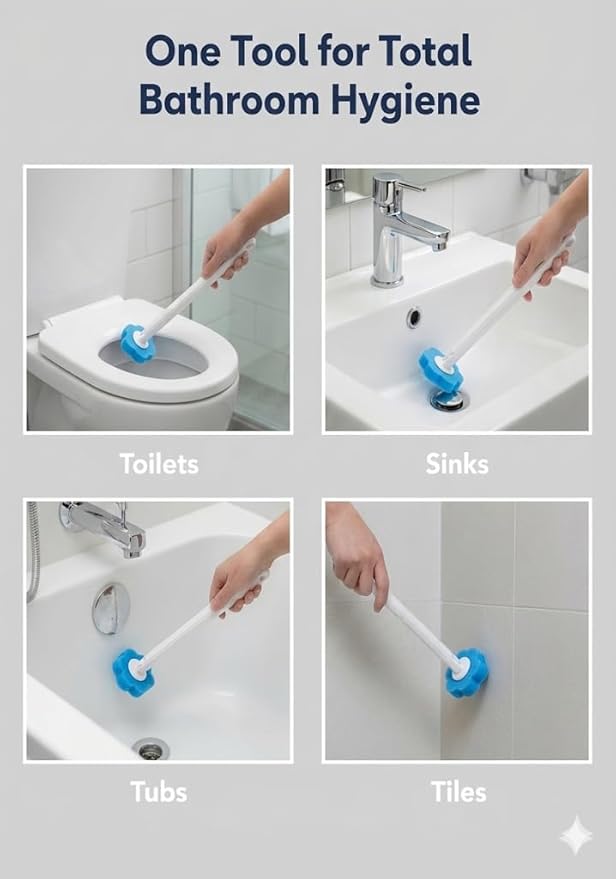 Disposable Toilet Brush for Bathroom Cleaning, Toilet Brush and Holder Set, Deep Cleaning Toilet Bowl Cleaner with Replaceable Heads, Hygienic Storage Design (Replacement Heads - 24pcs Purple)