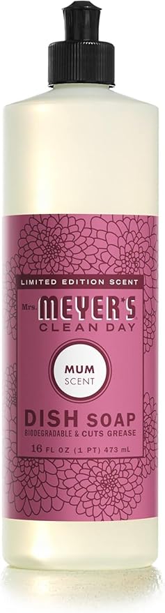 MRS. MEYER'S CLEAN DAY Liquid Dish Soap, Mum, 16 fl. oz