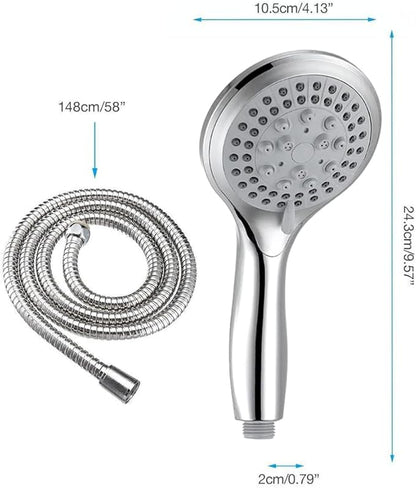 Shower Head - High Pressure 5 Setting Shower Heads, Multi-Functional Chrome Finished Bathroom Rainfall Shower Head With Handheld Spray & 5Ft Shower Hose For Luxury Shower Experience