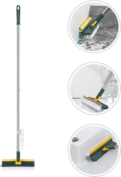 Bathroom Floor Scrub Brush with Long Handle Multi-Functional Green Tile and Carpet Scrubber for Shower and Floor Cleaning for Home Bathroom Use