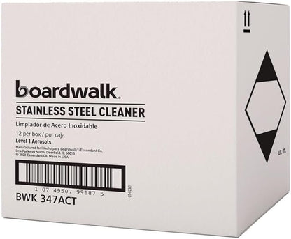 Boardwalk 347ACT Stainless Steel Cleaner & Polish, Lemon, 18oz Aerosol (Case of 12)