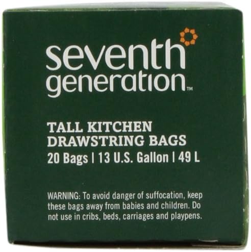 Seventh Generation Drawstring Kitchen Trash Bags 13 gal, 20 Bags