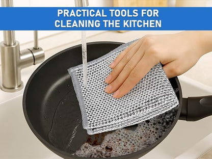 Non-Scratch Steel Wool Dishcloth - 50PC Set, Multi-Use Kitchen Scrubbers, Durable Cleaning Pads for Wet & Dry Use Grey (50pcs)