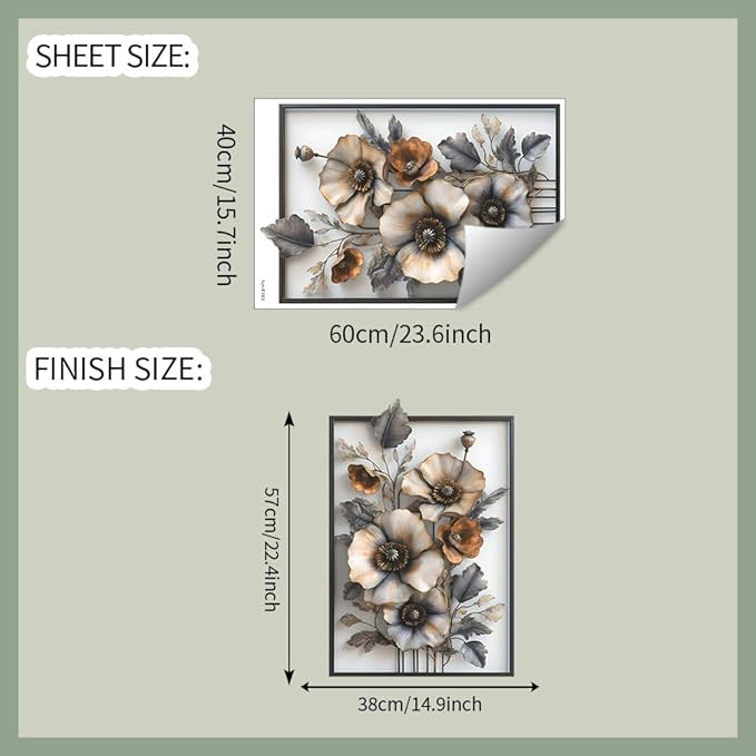 3D Wall Stickers DIY Flower Wall Decal Removable Waterproof Wall Art Decor for Bedroom Living Room Offices Home Decoration (Withered Flower)