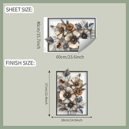 3D Wall Stickers DIY Flower Wall Decal Removable Waterproof Wall Art Decor for Bedroom Living Room Offices Home Decoration (Withered Flower)