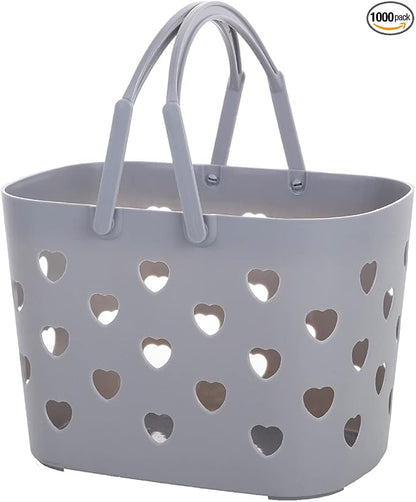 Laundry Hamper, Bathroom Organizers And Storage, Plastic Storage Baskets With Handles Hollow Shower Baskets With Holes, Bathroom Organizers Toiletry Bag Basket (gray)