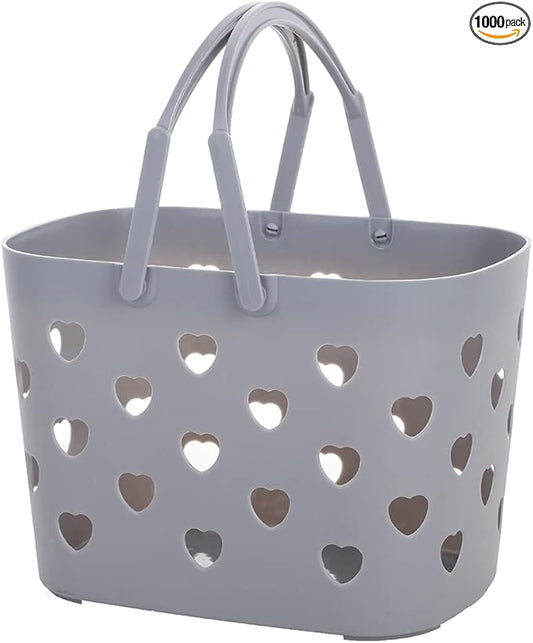 Laundry Hamper, Bathroom Organizers And Storage, Plastic Storage Baskets With Handles Hollow Shower Baskets With Holes, Bathroom Organizers Toiletry Bag Basket (gray)