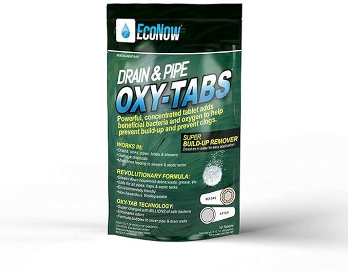 EcoNow OXY-TABS Pro-Strength Drain Cleaner Prevents Clogs Cleans Drains-Pipes-Mainlines-Garbage Disposals-Eliminates Odors at Half The Cost of Ridx-America's Best Drain Cleaner 100% Safe (40ct)
