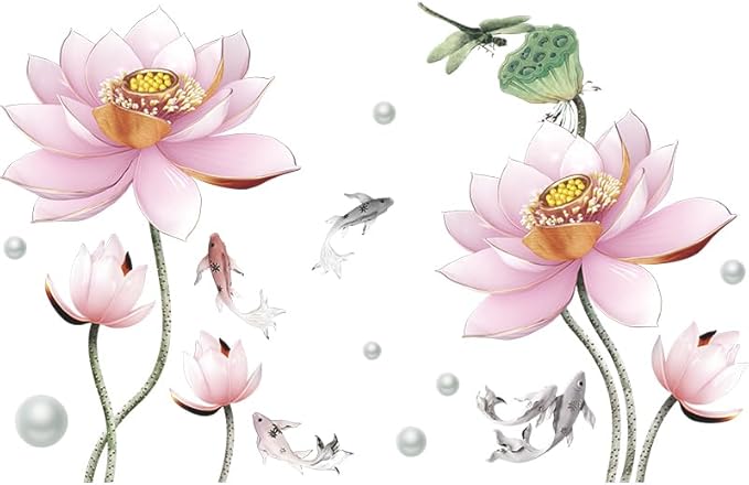 3D Wall Stickers DIY Flower Wall Decal Removable Waterproof Wall Art Decor for Bedroom Living Room Offices Home Decoration (Pink Lotus)