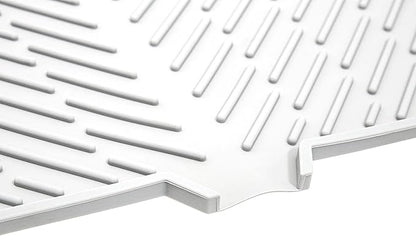Luxet Silicone Dish Drying Mat with Built-in Drain Lip - Hygienic Drying Pad - Sturdy Compact Easy to Clean Tray Protects Surfaces Prevents Water Build Up - 23 X 17 (White)