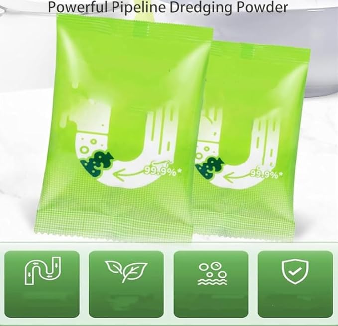 Powerful Pipeline Dredging Powder, Powerful Sink And Drain Cleaner Powder, Drain Clog Remover Agent, Drains Cleaner and Deodorizer, Multi-Purpose Pipe Cleaner for Kitchen Bathroom Toilet (2)