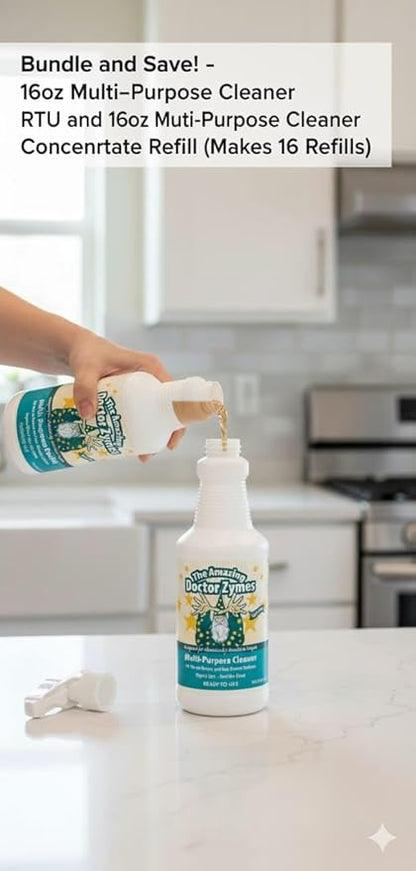 Multi-Purpose Cleaner – All Purpose Enzyme-Based Cleaner & Natural Disinfectant Spray – Non-Toxic, Chemical-Free, Scent Free, Child & Pet Safe Household Cleaner – Eco Friendly Green Cleaning Product