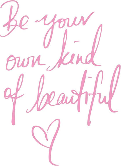 Wall Stickers Inspirational Quote, Wall Decals Peel and Stick, Be Your Own Kind of Beautiful Quote Art Lettering Wall Stickers for Girls Bedroom Living Room Office Home Background Decoration(Pink)