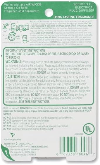 Air Wick - 78046 plug in Scented Oil Warmer, White, Essential Oils, Air Freshener,6.3" x 2.3" x 3.7" , 6.0 Count